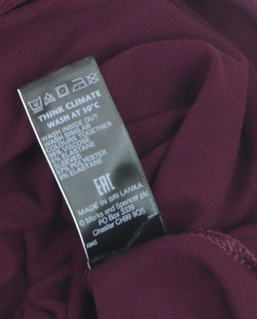 Marks and Spencer Women's Red Short Sleeve Basic Stretch T-Shirt Size 18
