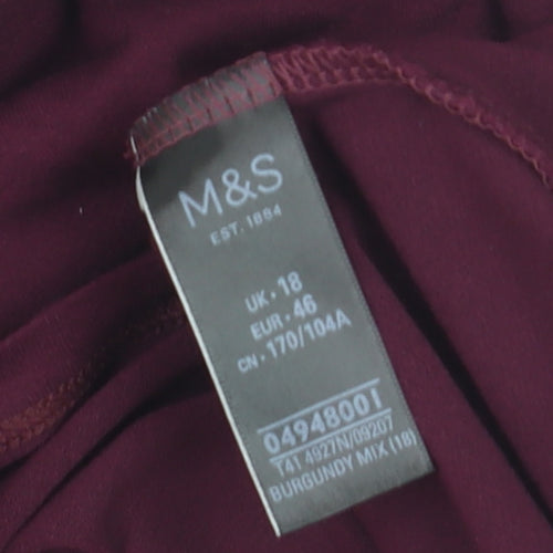 Marks and Spencer Women's Red Short Sleeve Basic Stretch T-Shirt Size 18