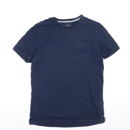 Criminal Men's Navy Blue Cotton Crew Neck T-Shirt Size L