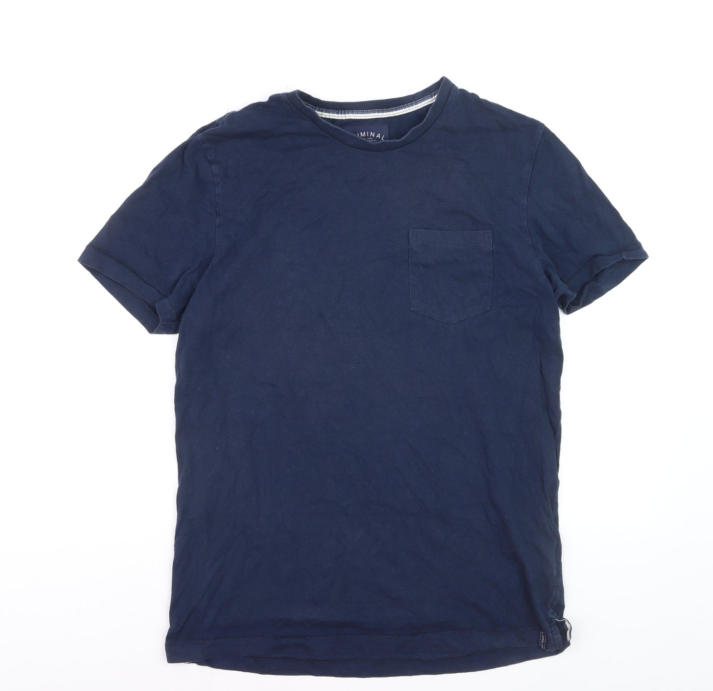Criminal Men's Navy Blue Cotton Crew Neck T-Shirt Size L