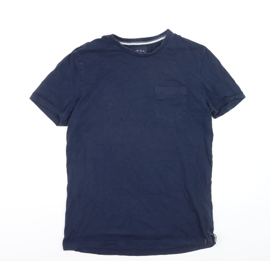 Criminal Men's Navy Blue Cotton Crew Neck T-Shirt Size L