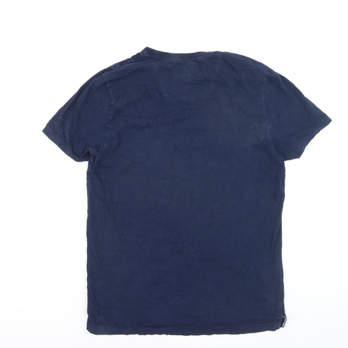 Criminal Men's Navy Blue Cotton Crew Neck T-Shirt Size L