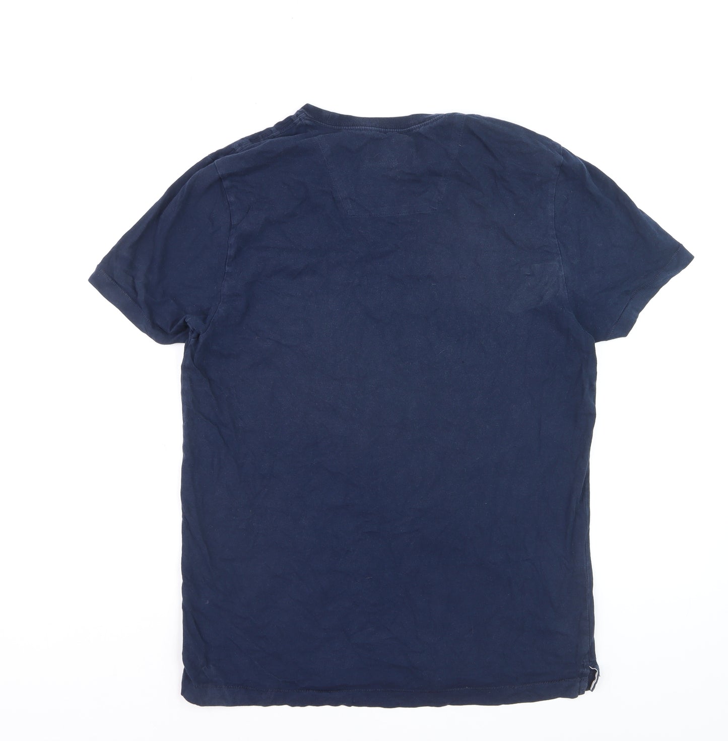 Criminal Men's Navy Blue Cotton Crew Neck T-Shirt Size L