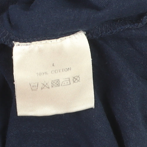 Criminal Men's Navy Blue Cotton Crew Neck T-Shirt Size L