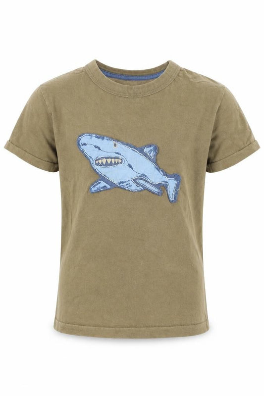 Mini Boden Boys Brown Shark Appliqué Cotton T-Shirt 5-6 Years