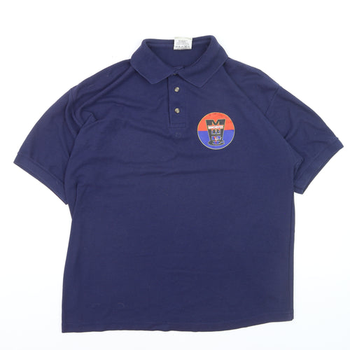 Promo Style Men's Blue L Logo Polo Shirt Short Sleeve Regular Fit