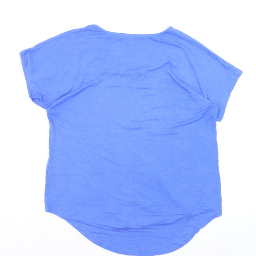 Peacocks Women Blue Size 14 Zip Front Viscose T-Shirt