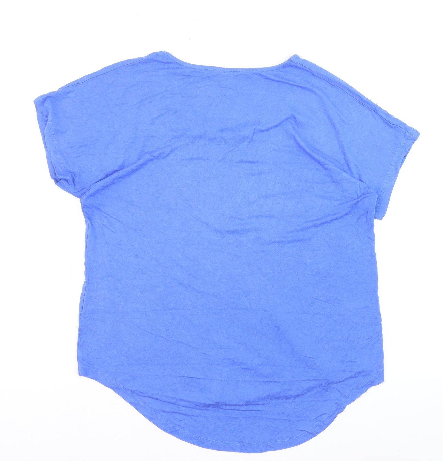 Peacocks Women Blue Size 14 Zip Front Viscose T-Shirt