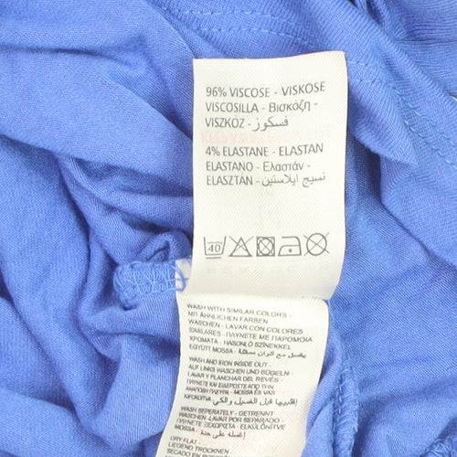 Peacocks Women Blue Size 14 Zip Front Viscose T-Shirt