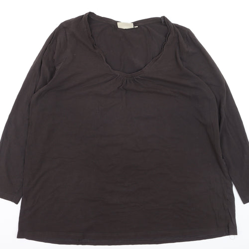Avenue Women's Black V-Neck Long Sleeve Cotton Stretch T-Shirt Size 24