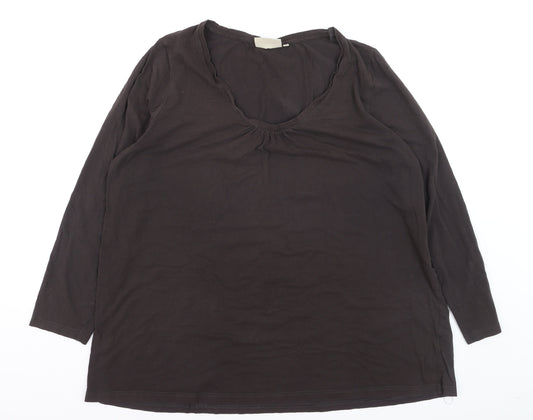 Avenue Women's Black V-Neck Long Sleeve Cotton Stretch T-Shirt Size 24