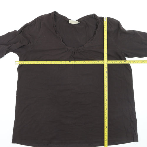 Avenue Women's Black V-Neck Long Sleeve Cotton Stretch T-Shirt Size 24