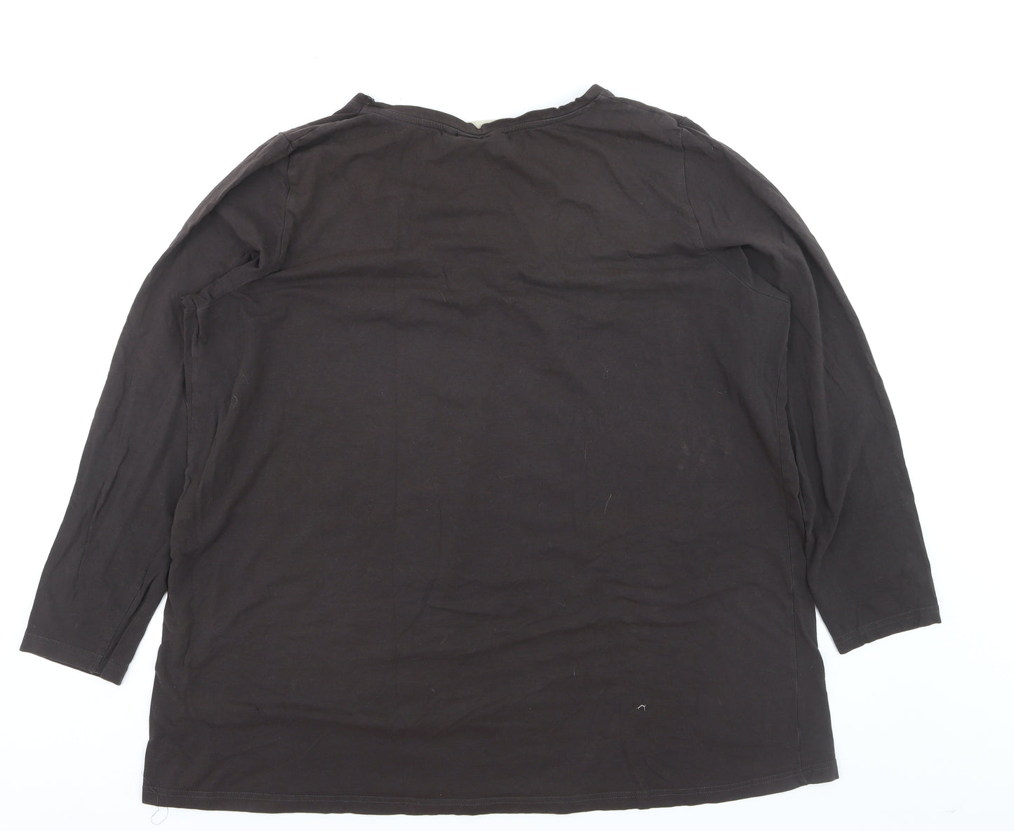 Avenue Women's Black V-Neck Long Sleeve Cotton Stretch T-Shirt Size 24