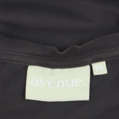 Avenue Women's Black V-Neck Long Sleeve Cotton Stretch T-Shirt Size 24