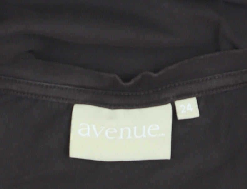 Avenue Women's Black V-Neck Long Sleeve Cotton Stretch T-Shirt Size 24