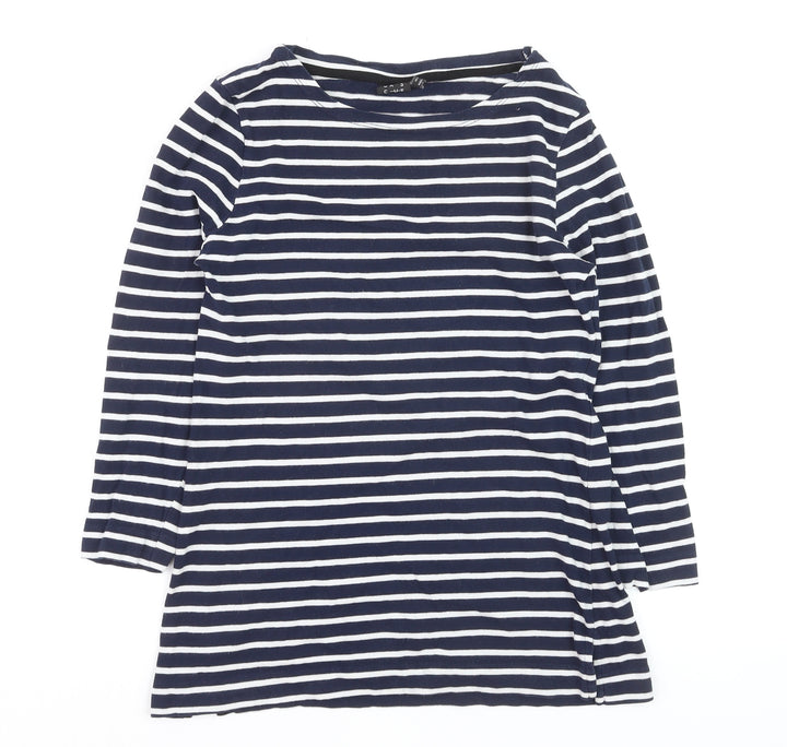 Editor's Cut Women's Blue Striped Boat Neck Cotton Top Size 10