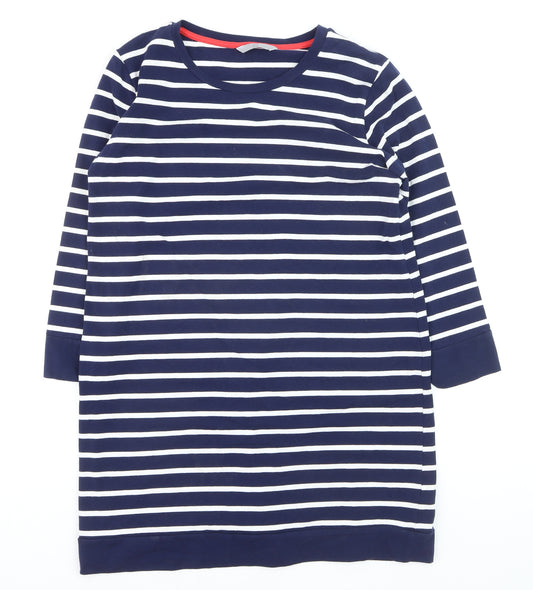TU Women Blue Striped 3/4 Sleeve Cotton Pullover Jumper Size 16