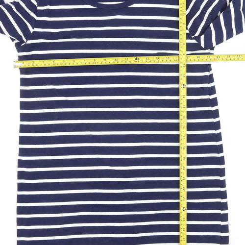 TU Women Blue Striped 3/4 Sleeve Cotton Pullover Jumper Size 16