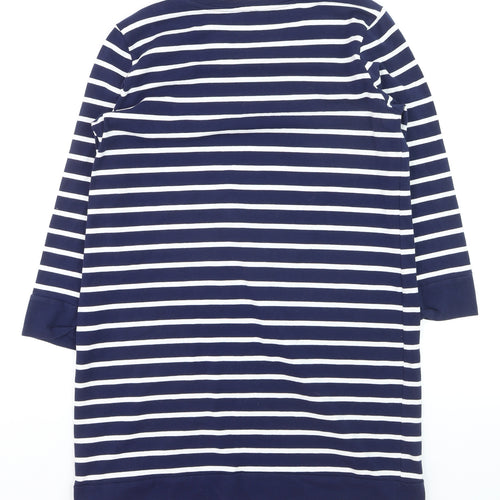 TU Women Blue Striped 3/4 Sleeve Cotton Pullover Jumper Size 16