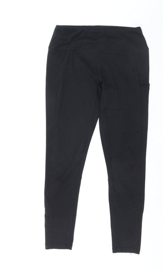 Decathlon Womens Black Workout Leggings Size S Slim Fit Stretchy Gym Wear