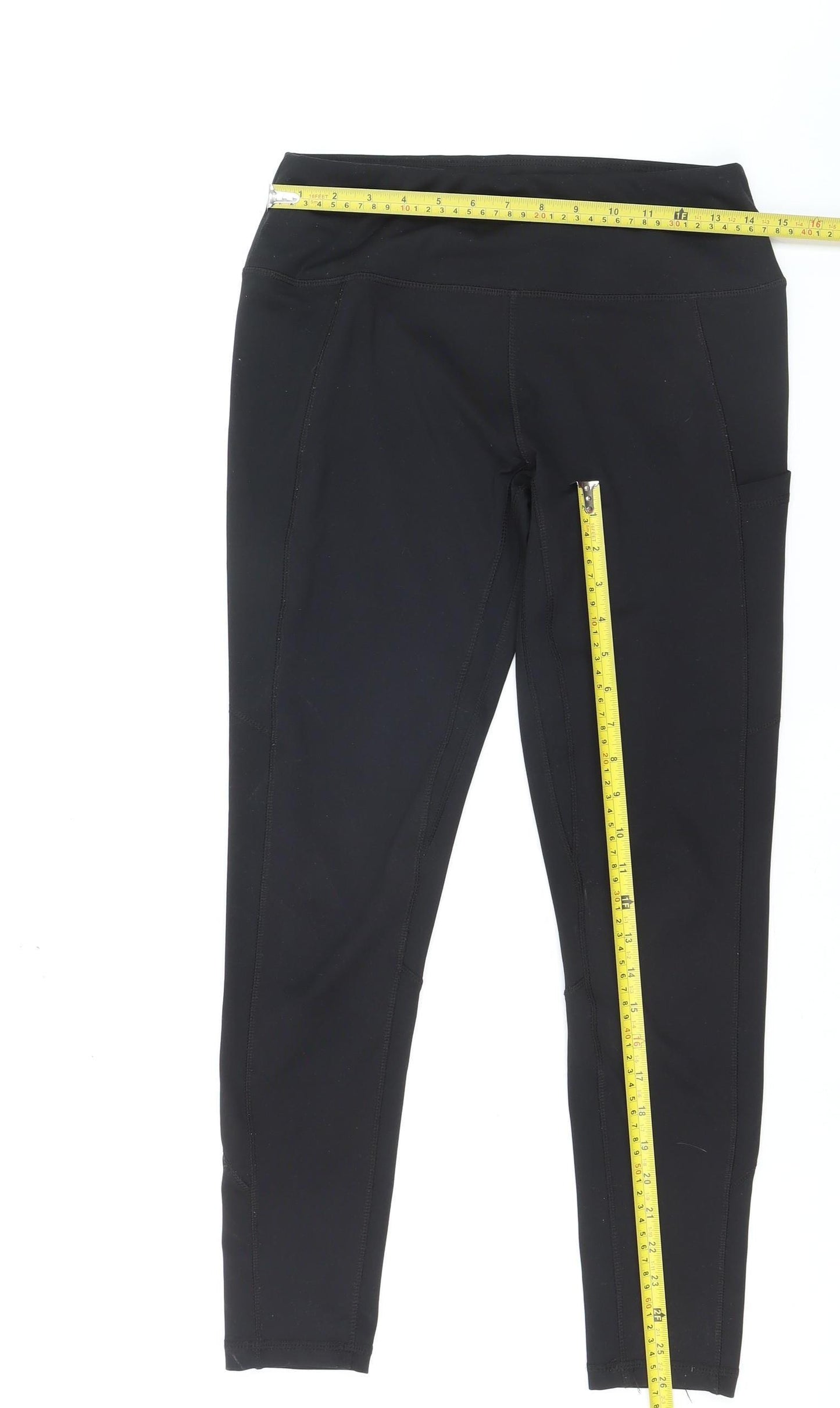 Decathlon Womens Black Workout Leggings Size S Slim Fit Stretchy Gym Wear