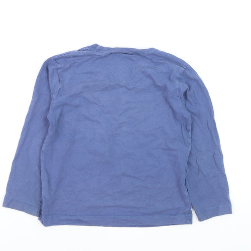Mini Boden Boys Blue Long Sleeve Monster Appliqué Cotton T-Shirt 5-6 Years