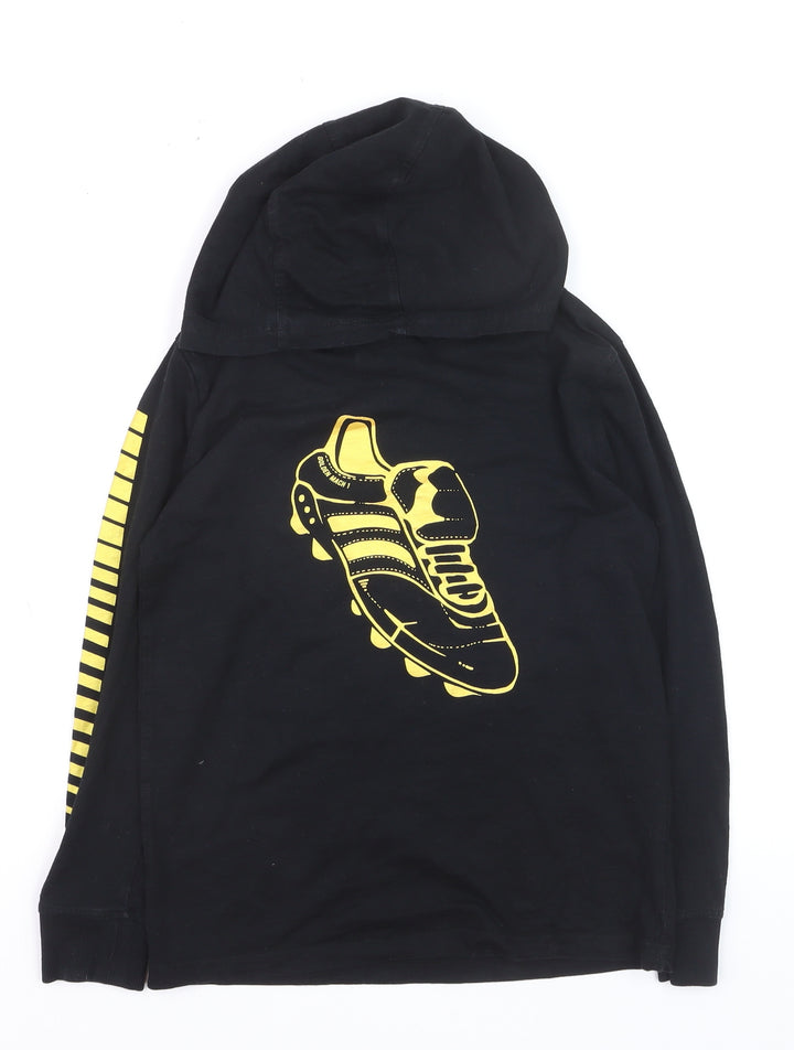 Next Boys Black Hoodie 9 Years Graphic Football Print Cotton Pullover