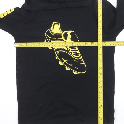 Next Boys Black Hoodie 9 Years Graphic Football Print Cotton Pullover