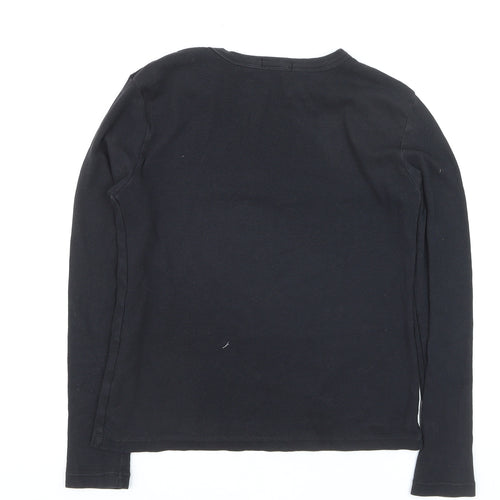 Papaya Women Black Long Sleeve Basic T-Shirt Size 14
