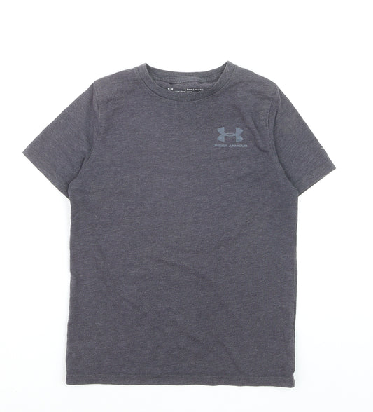 Under Armour Boys Grey HeatGear Sports T-Shirt YSM Short Sleeve