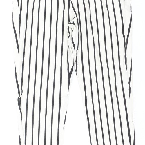 Vera & Lucy Women's White Striped Slim Trousers Size S