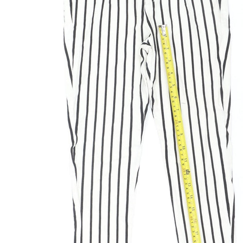 Vera & Lucy Women's White Striped Slim Trousers Size S