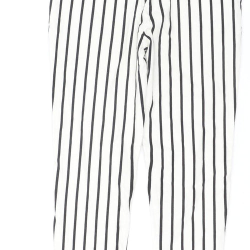 Vera & Lucy Women's White Striped Slim Trousers Size S