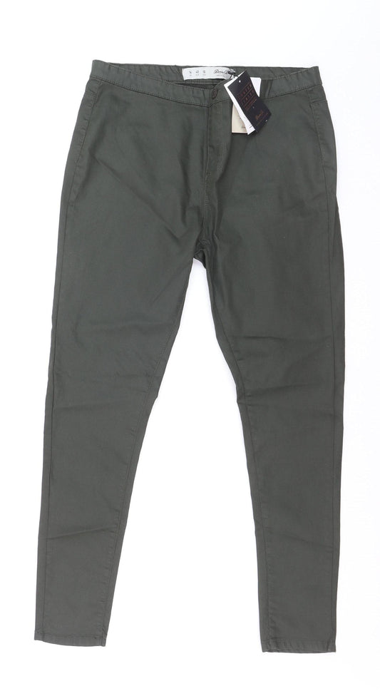 Denim Co. Women's Green Size 14 Chino Slim Trousers