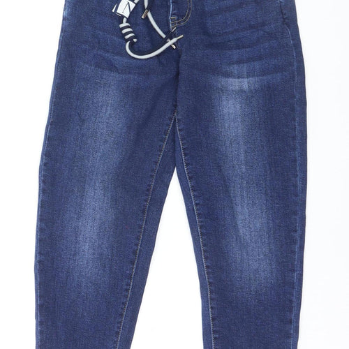 Nina Carter Women Blue XS Tapered Elastic Waist Denim Jeans