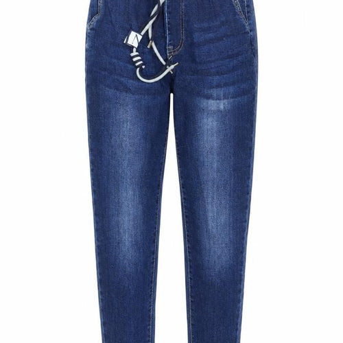 Nina Carter Women Blue XS Tapered Elastic Waist Denim Jeans