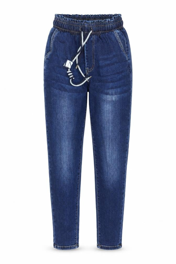 Nina Carter Women Blue XS Tapered Elastic Waist Denim Jeans