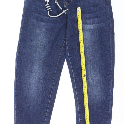 Nina Carter Women Blue XS Tapered Elastic Waist Denim Jeans