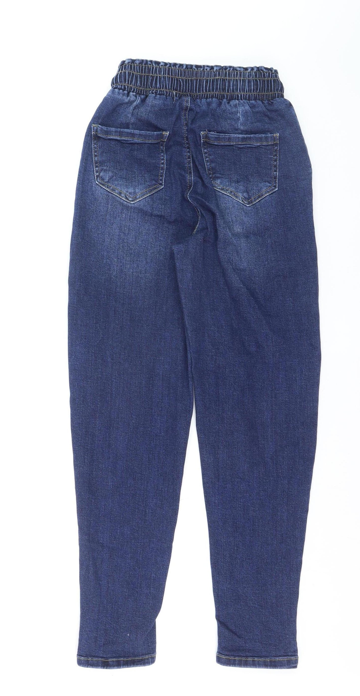 Nina Carter Women Blue XS Tapered Elastic Waist Denim Jeans