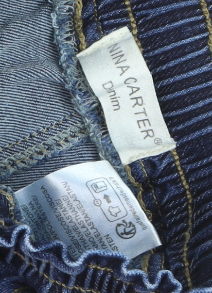 Nina Carter Women Blue XS Tapered Elastic Waist Denim Jeans