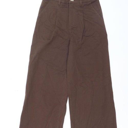 Love Laura Women Brown Wide-Leg Jeans UK 8 High Rise Cotton