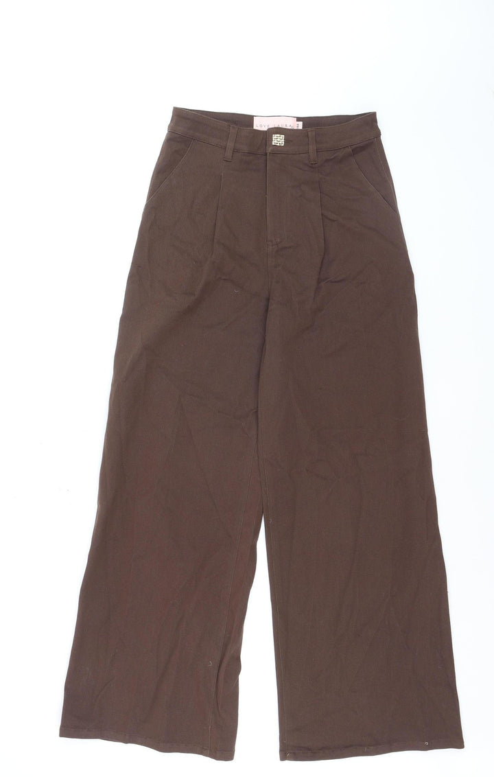 Love Laura Women Brown Wide-Leg Jeans UK 8 High Rise Cotton