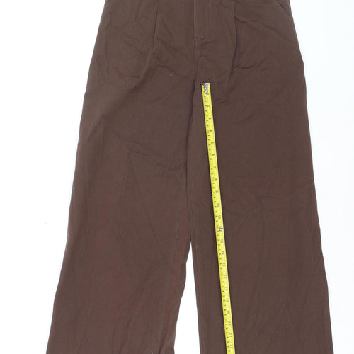 Love Laura Women Brown Wide-Leg Jeans UK 8 High Rise Cotton