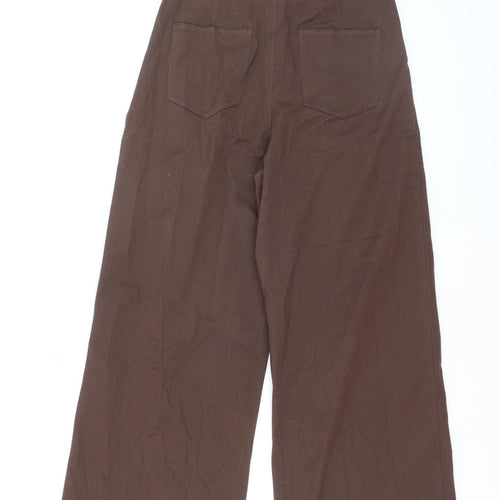 Love Laura Women Brown Wide-Leg Jeans UK 8 High Rise Cotton