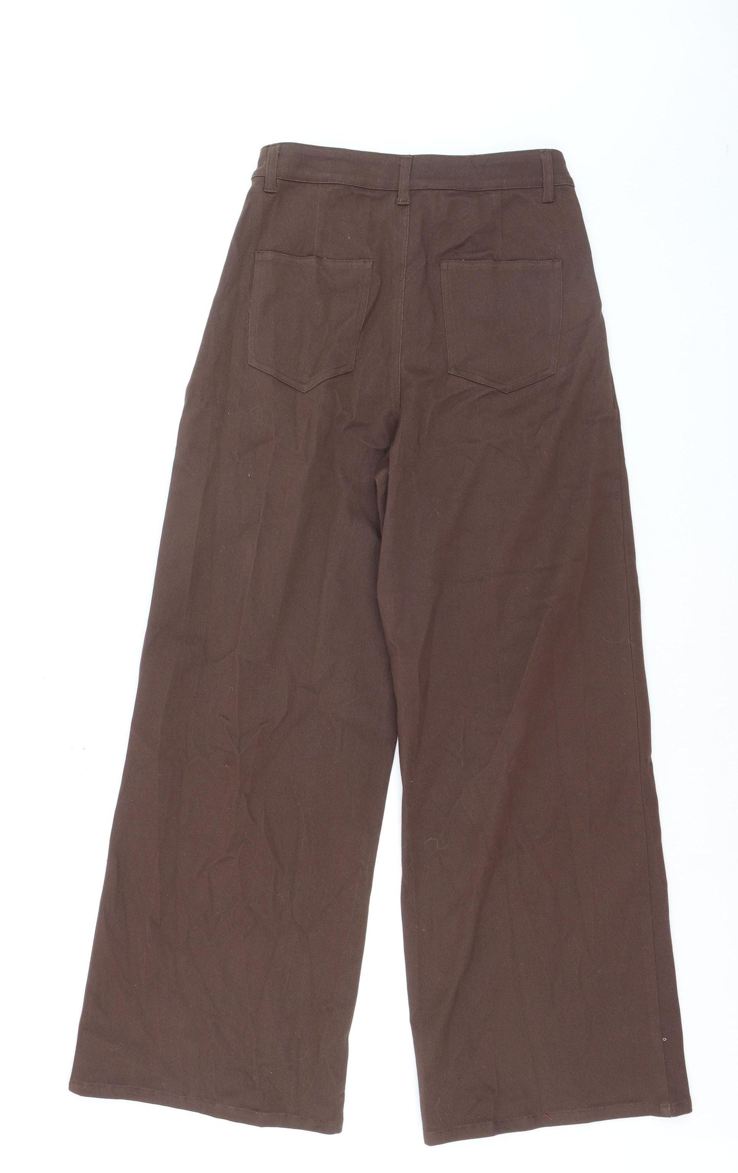 Love Laura Women Brown Wide-Leg Jeans UK 8 High Rise Cotton