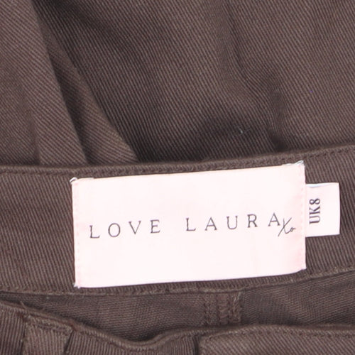 Love Laura Women Brown Wide-Leg Jeans UK 8 High Rise Cotton