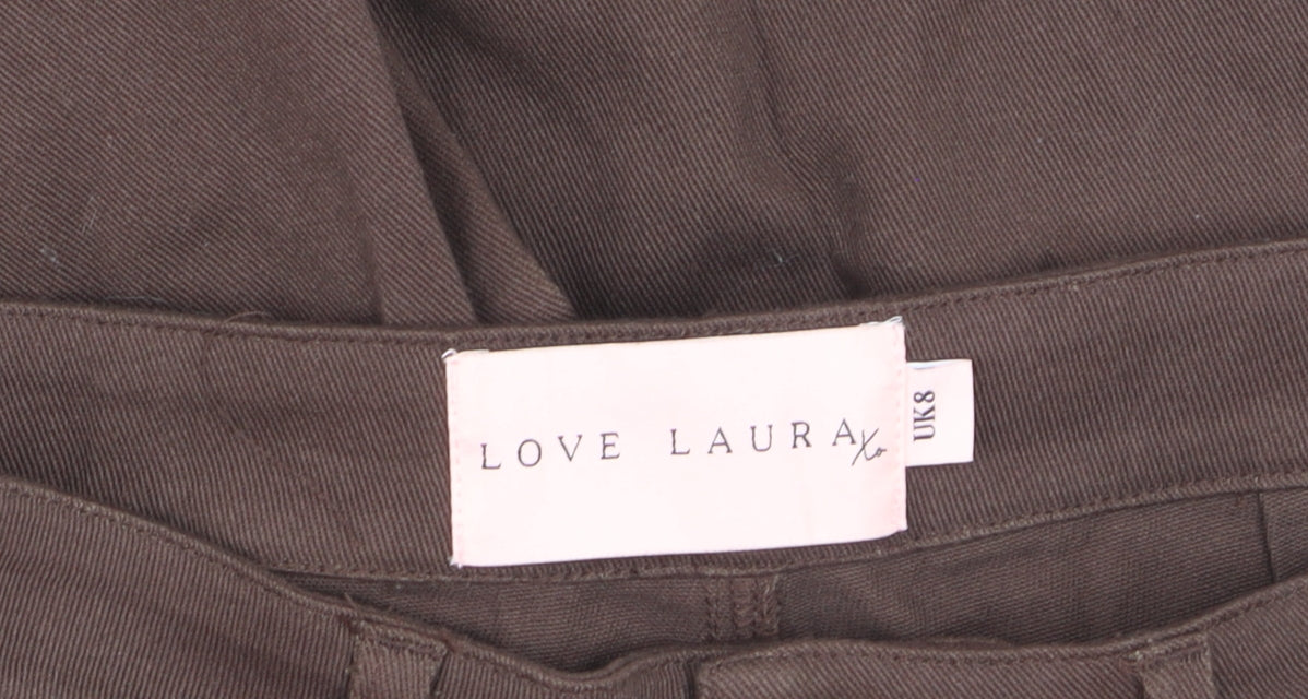 Love Laura Women Brown Wide-Leg Jeans UK 8 High Rise Cotton