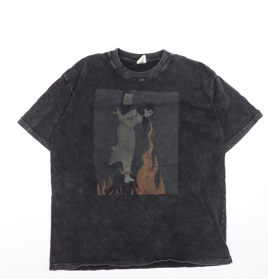 Comfort Colors Men's Black Graphic Art T-Shirt Size L Relaxed Fit
