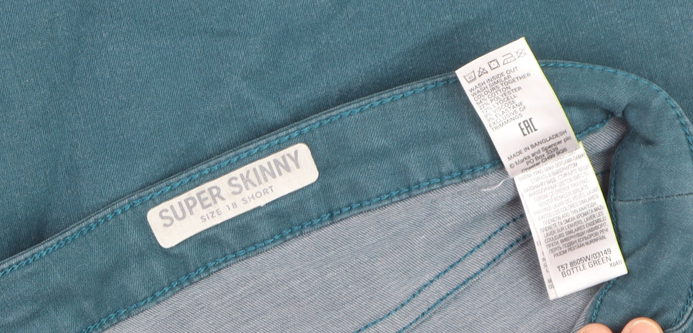 Marks and Spencer Women’s Green Super Skinny Jeans Size 18 Short