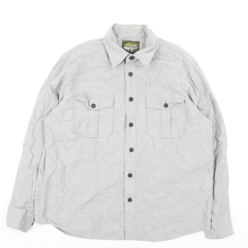 Eddie Bauer Men’s Grey Cotton Flannel Button-Up Shirt L